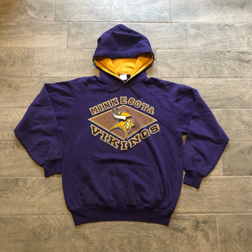 Vintage 90s NFL Minnesota Vikings Purple Hoodie Adult Size Large - Made in USA